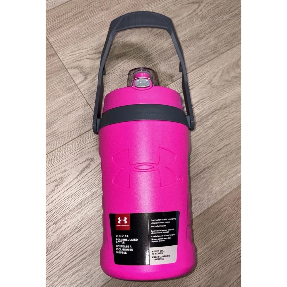 NEW Under Armour UA Thermos Foam Insulated 64 oz Water Jug Pink Fence Hook